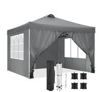 COBIZI Tonnelle Pliante 3x3 Imperméable, Anti-UV Barnum Pliant 3x3 Professionnel, Robuste Tonnelle de Jardin Exterieur avec 4 Côtés et 4 Sacs, pour Camping, Plage, Mariage, Fête, Festival(Gris)