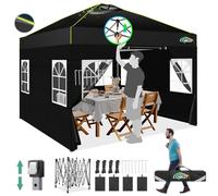 Cobizi Tonnelle Pliante 3x3 ImperméAble Barnum Pliant 3x3 avec Verrouillage Central à Une Touche Tonnelle De Jardin Exterieur, ImperméAble Tente De Reception avec 4 Panneaux LatéRaux,UV 50+,Noir