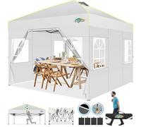 Cobizi Tonnelle Pliante 3x3 ImperméAble Barnum Pliant 3x3 avec Verrouillage Central à Une Touche Tonnelle De Jardin Exterieur, ImperméAble Tente De Reception avec 4 Panneaux LatéRaux,UV 50+,Blanc