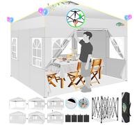 Cobizi Tonnelle Pliante 3x3 ImperméAble Barnum Pliant 3x3 avec Verrouillage Central à Une Touche Tonnelle De Jardin Exterieur, ImperméAble Tente De Reception avec 4 Panneaux LatéRaux,UV 50+,Blanc