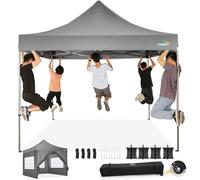 COBIZI Tonnelle Pliante 3x3 imperméable Barnum Pliant 3x3 professionne, 100% étanche Pop up Barnum 3 réglables en Hauteur Tonnelle de Jardin avec 4 Murs et Sac à roulettes, Gris（Cadre épaissi）