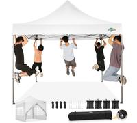 COBIZI Tonnelle Pliante 3x3 imperméable Barnum Pliant 3x3 professionne, 100% étanche Pop up Barnum 3 réglables en Hauteur Tonnelle de Jardin avec 4 Murs et Sac à roulettes, Blanc（Cadre épaissi）