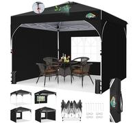 COBIZI Tonnelle Pliante 3x3 Imperméable |Barnum Pliant 3x3 |Tonnelle|Barnum avec Central par Poussée pour Une Installation &3 Parois Iatérales Amovibles,Imperméable- UV50+, Facile Fêtes,Noir