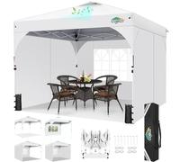 COBIZI Tonnelle Pliante 3x3 Imperméable |Barnum Pliant 3x3 |Tonnelle|Barnum avec Central par Poussée pour Une Installation &3 Parois Iatérales Amovibles,Imperméable- UV50+, Facile Fêtes,Blanc