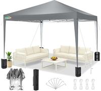 COBIZI Tonnelle Pliante 3x3 Imperméable Stable Résistante à l'hiver - Tente Pliable - Tente Pliante Pop-up - Protection UV UPF 50+ - avec Sac de Transport - pour fête de Jardin, Gris
