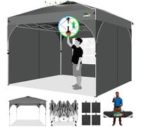 Cobizi Tonnelle Pliante 3x3 Imperméable Tonnelle De Jardin Exterieur,3 Panneaux Latéraux,Tonnelle Pliante Imperméable,Convient pour Le Camping, Les Festivals, Barnum avec 4 Sacs,Sable，Gris