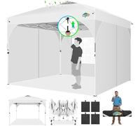 Cobizi Tonnelle Pliante 3x3 Imperméable Tonnelle De Jardin Exterieur,3 Panneaux Latéraux,Tonnelle Pliante Imperméable,Convient pour Le Camping, Les Festivals, Barnum avec 4 Sacs,Sable，Blanc