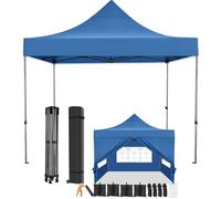 COBIZI Tonnelle Pliante 3x3 Imperméable,Tonnelle de Jardin Exterieur avec Parois Latérales,Barnum Pliant 3x3,Anti UV Tonnelle Tente pour Exterieur Plage Terrasse (3 par 3m Bleu)
