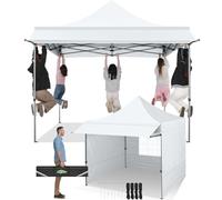 COBIZI Tonnelle Pliante 3x3 Imperméable,Tonnelle Pop-up à Hauteur Réglable avec Auvent et Parois Protection UV50+ Tonnelle de Jardin Exterieur 3x3 Barnum Pliant Tente (3 par 3m Blanc)