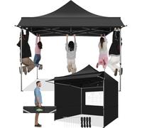 COBIZI Tonnelle Pliante 3x3 Imperméable,Tonnelle Pop-up à Hauteur Réglable avec Auvent et Parois Protection UV50+ Tonnelle de Jardin Exterieur 3x3 Barnum Pliant Tente (3 par 3m Noir)