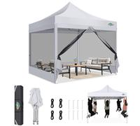 COBIZI Tonnelle Pliante 3x3m Robuste avec 4 Parois, Tente Reception Imperméable avec Moustiquaire, Barnum Pliant Professional Hauteur Réglable, Installation Facile avec Sac de Transport (Blanc)