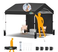 COBIZI Tonnelle Pliante 3x3m avec 1 Parois Imperméable, Barnum Pliant 3x3 Professionnel Protection UV, One-Push Pop up Carports Garage Tent pour Fête Plage Terrasse Camping (3 par 3m Noir)