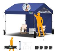 COBIZI Tonnelle Pliante 3x3m avec 1 Parois Imperméable, Barnum Pliant 3x3 Professionnel Protection UV, One-Push Pop up Carports Garage Tent pour Fête Plage Terrasse Camping (3 par 3m Bleu Foncé)