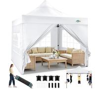 COBIZI Tonnelle Pliante 3x3m, étanche, Stable, résistante à l'hiver, pour l'extérieur, Pliable, Protection UV 50+, 3 hauteurs, Tonnelles avec 4 Panneaux latéraux et 4 Sacs de Sable,Blanc