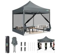 COBIZI Tonnelle Pliante 3x3m Robuste avec 4 Parois, Tente Reception Imperméable avec Moustiquaire, Barnum Pliant Professional Hauteur Réglable, Installation Facile avec Sac de Transport (Gris)