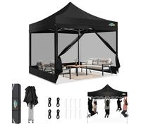 COBIZI Tonnelle Pliante 3x3m Robuste avec 4 Parois, Tente Reception Imperméable avec Moustiquaire, Barnum Pliant Professional Hauteur Réglable, Installation Facile avec Sac de Transport (Noir)