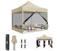 COBIZI Tonnelle Pliante 3x3m Robuste avec 4 Parois, Tente Reception Imperméable avec Moustiquaire, Barnum Pliant Professional Hauteur Réglable, Installation Facile avec Sac de Transport (Kaki)