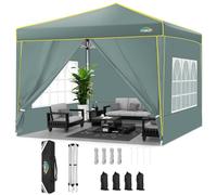 COBIZI Tonnelle Pliante 3x3m Tonnelle de Jardin Imperméable Barnum Pliant avec 4 Parois Latérales et 4 Sacs de Sable UV Protection 50+ Tonnelle de Jardin pour Plage,Mariage,Camping, Gris