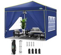 COBIZI Tonnelle Pliante 3x3m Tonnelle de Jardin Imperméable Barnum Pliant avec 4 Parois Latérales et 4 Sacs de Sable UV Protection 50+ Tonnelle de Jardin pour Plage,Mariage,Camping, Navy Bleu