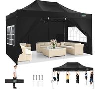 COBIZI Tonnelle Pliante 3x4.5 avec 4 Panneaux Latéraux, étanche, Stable, Pliable, Extérieur, Protection UV 50+, Noir