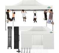 COBIZI Tonnelle Pliante 3x4,5 Imperméable,Tonnelle de Jardin Exterieur avec Parois Latérales,Barnum Pliant 3x4,5,Anti UV Tonnelle Tente pour Exterieur Plage Terrasse (3 par 4,5m Blanc)