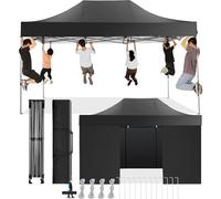 COBIZI Tonnelle Pliante 3x4,5 Imperméable,Tonnelle de Jardin Exterieur avec Parois Latérales,Barnum Pliant 3x4,5,Anti UV Tonnelle Tente pour Exterieur Plage Terrasse (3 par 4,5m Noir)