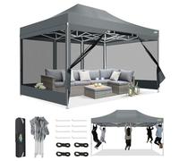 COBIZI Tonnelle Pliante 3x4,5 Imperméable,Tonnelle de Jardin Exterieur avec Moustiquaire Parois Latérales,Barnum Pliant 3x4,5,Anti UV Tonnelle Tente pour Exterieur Plage Terrasse (3 par 4,5m Gris)