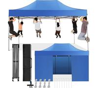 COBIZI Tonnelle Pliante 3x4,5 Imperméable,Tonnelle de Jardin Exterieur avec Parois Latérales,Barnum Pliant 3x4,5,Anti UV Tonnelle Tente pour Exterieur Plage Terrasse (3 par 4,5m Bleu)