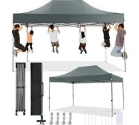 COBIZI Tonnelle Pliante 3x4,5 Imperméable,Tonnelle de Jardin Exterieur sans Parois Latérales,Barnum Pliant 3x4,5,Anti UV Tonnelle Tente pour Exterieur Plage Terrasse (3 par 4,5m Gris)