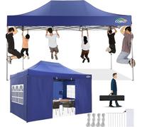 COBIZI Tonnelle Pliante 3x4.5 Tonnelle de Jardin avec 4 Panneaux Latéraux, étanche, Stable, Pliable, Extérieur, Protection UV 50+, Bleu foncé