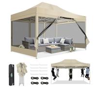 COBIZI Tonnelle Pliante 3x4.5m Robuste avec 4 Parois, Tente Reception Imperméable avec Moustiquaire, Barnum Pliant Professional Hauteur Réglable, Installation Facile avec Sac de Transport (Kaki)
