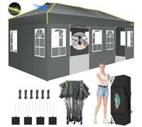 COBIZI Tonnelle Pliante 3x6 Barnum Pliant avec Verrouillage Central à Une Touche, Bandes fluorescentes et évents intégrés, 6 Parois Latérales, Tente de réception pour Exterieur, Tonnelle UV 50+