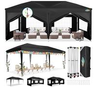 COBIZI Tonnelle Pliante avec 6 parois latérales, étanche, Stable, résistante à l'hiver, Tente d'extérieur, Pliable Pop-up, Protection UV UPF 50+, avec Sac de Transport, pour fête de Jardin, Noire