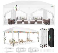COBIZI Tonnelle Pliante 3x6 Imperméable, Barnum Pliant 3x6m, Pop Up Tente avec 6 Panneaux latéraux, Stable, Protection UV, Hauteur réglable, pour Plage, Mariage, Camping, Blanc