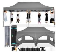 COBIZI Tonnelle Pliante 3x6 Imperméable, Tente de Jardin Exterieur avec Parois Latérales, Barnum Pliant 3x6, Anti UV Tente pour Exterieur Plage Terrasse (3 par 6m Gris)