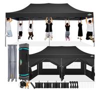 COBIZI Tonnelle Pliante 3x6 Imperméable, Tente de Jardin Exterieur avec Parois Latérales, Barnum Pliant 3x6, Anti UV Tente pour Exterieur Plage Terrasse (3 par 6m Noir)