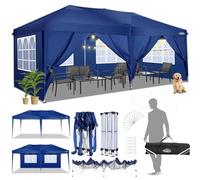 COBIZI Tonnelle Pliante 3x6, Tonnelle de Jardin Exterieur 420D Oxford, Imperméable Tente de Reception avec 6 Panneaux Latéraux, Protection UV 50+, Tonnelle de Jardin pour Fêtes Commercial(Bleu Marine