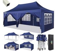 COBIZI Tonnelle Pliante 3x6m avec 6 Parois Imperméable, Barnum Pliant 3x6 Professionnel Protection UV, Tonnelle de Jardin Exterieur pour Fête Plage Terrasse Camping Tente (3 par 6m Bleu Foncé)