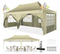 COBIZI Tonnelle Pliante 3x6m avec 6 Parois Imperméable, Barnum Pliant 3x6 Professionnel Protection UV, Tonnelle de Jardin Exterieur pour Fête Plage Terrasse Camping Tente (3 par 6m Kaki)