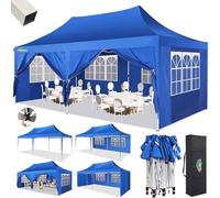 COBIZI Tonnelle Pliante 3x6m avec 6 Parois Imperméable, Barnum Pliant 3x6 Professionnel Protection UV, Tonnelle de Jardin Exterieur pour Fête Plage Terrasse Camping Tente (3 par 6m Bleu)