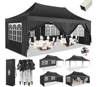 COBIZI Tonnelle Pliante 3x6m avec 6 Parois Imperméable, Barnum Pliant 3x6 Professionnel Protection UV, Tonnelle de Jardin Exterieur pour Fête Plage Terrasse Camping Tente (3 par 6m Noir)
