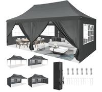 COBIZI Tonnelle Pliante 3x6m Tonnelle de Jardin Imperméable Barnum Pliant avec 6 Parois Latérales UV Protection 50+ Tonnelle de Jardin pour Plage,Mariage,Camping, Gris
