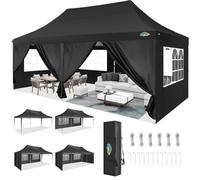 COBIZI Tonnelle Pliante 3x6m Tonnelle de Jardin Imperméable Barnum Pliant avec 6 Parois Latérales UV Protection 50+ Tonnelle de Jardin pour Plage,Mariage,Camping, Noir