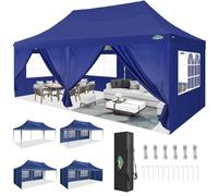 COBIZI Tonnelle Pliante 3x6m Tonnelle de Jardin Imperméable Barnum Pliant avec 6 Parois Latérales UV Protection 50+ Tonnelle de Jardin pour Plage,Mariage,Camping, Navy Bleu