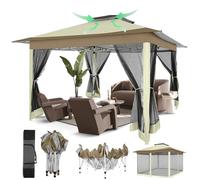 COBIZI Tonnelle Pop-up de 33 x 33 m, Facile à Monter, tonnelle d'extérieur imperméable et Portable avec moustiquaires, Toit à Double Ventilation et Sac de Transport pour terrasse, Jardin