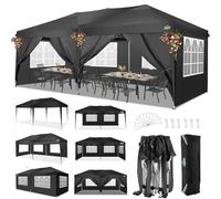 COBIZI Tonnelle Tente 3x6m Pliant Tonnelle de Jardin,étanche Pavillon Tente de réception pour Exterieur,avec 6 Parois Latérales, Protection UV,Réglable en Hauteur,Tente de Jardin 3x6m,Noir