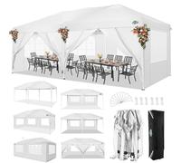 COBIZI Tonnelle Tente 3x6m Pliant Tonnelle de Jardin, étanche Pavillon Tente de réception pour Exterieur, avec 6 Parois Latérales, Protection UV,Réglable en Hauteur,Tente de Jardin 3x6m