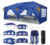 COBIZI Tonnelle Tente 3x6m Pliant Tonnelle de Jardin, étanche Pavillon Tente de réception pour Exterieur, avec 6 Parois Latérales, Protection UV,Réglable en Hauteur,Tente de Jardin 3x6m