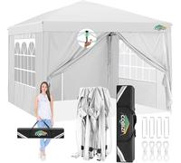 COBIZI Tonnelles de Jardin de 3x3m Tonnelles Pliante avec des côtés Tente instantanée Commerciale de chapiteau de Patio Tente résistante, Imperméable(3mx3m, Blanc)