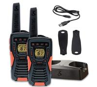 Cobra AM1055 Talkies-Walkies Flottants et Étanches IPX7 (Pack de 2) - Portée de 12 km, 16 canaux et 121 Codes de confidentialité, Lampe Torche LED, VibrAlert, talkies-Walkies Rechargeables, Noir